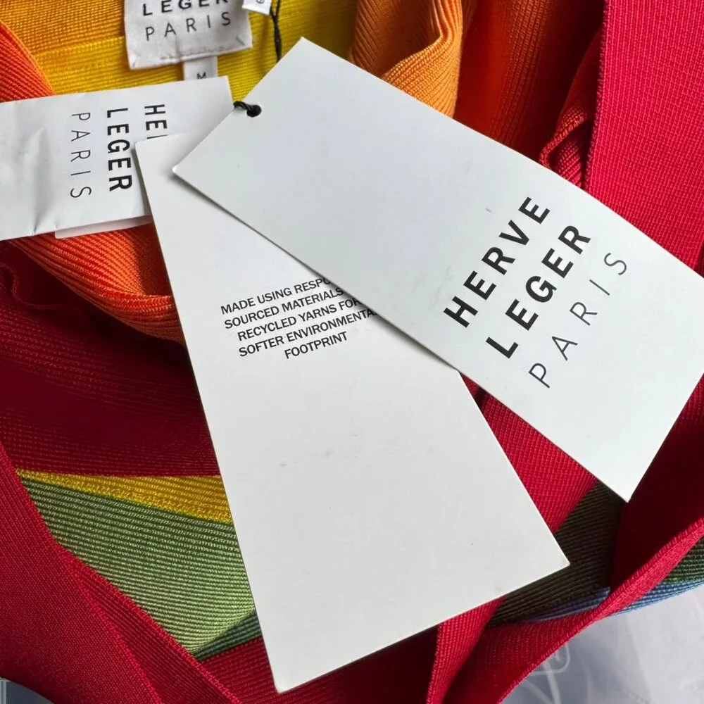 HERVE LEGER Rainbow Pride Bandage Dress Womens M NWT Bodycon Limited Edition NEW - Picture 7 of 13